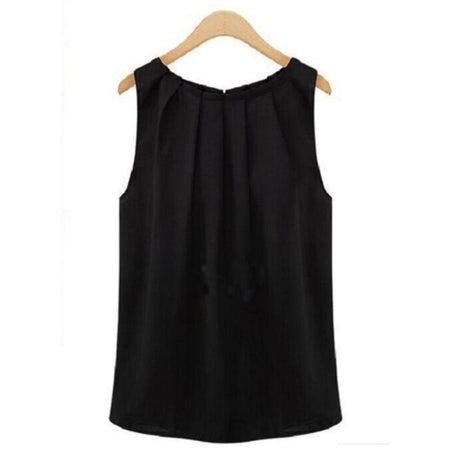 Travel Work Blouse Women New Summer Blouse Fashion Sleeveless Round Neck Chiffon Blouse Cloth Vestidos