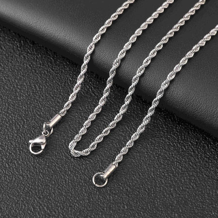 2/3/4/5/6 MM Rope Chain Necklaces For Men Women Twisted Sigapore Links Choker Basic Casual Punk Rock Stainless Steel Jewelry