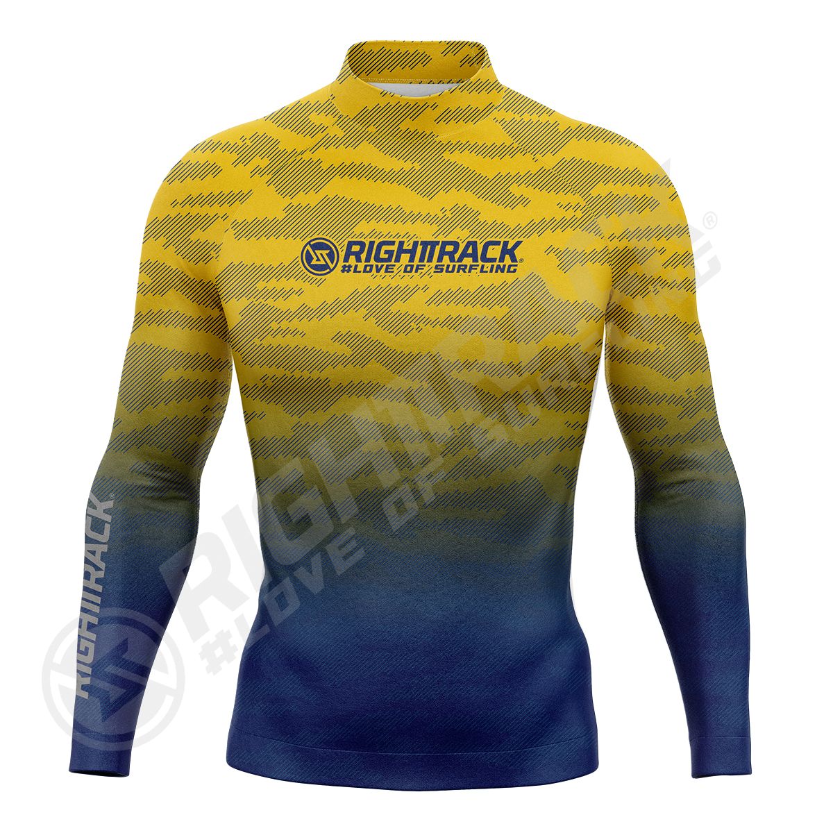 New Men's Surfing Shirt Camouflage Gradient Lycra Rashguard RIGHTTRACK Surf Sportswear Beach UV Protection Swimwear UPF50+