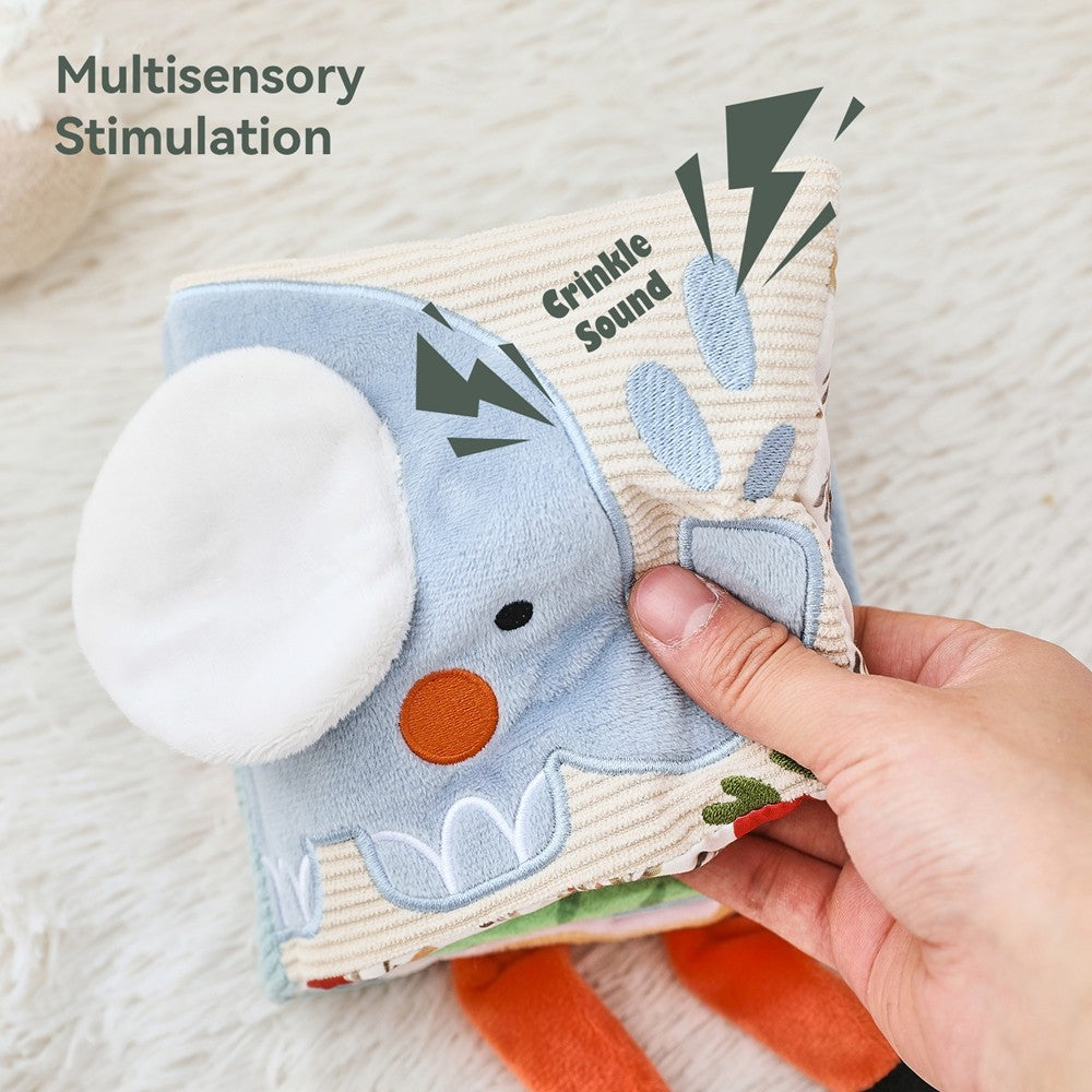 Baby Toys for 0 12 Months Cloth Book Early Educational Sensory Book Baby Soft Books Fluffy Cartoon Elephant Books With Mirror