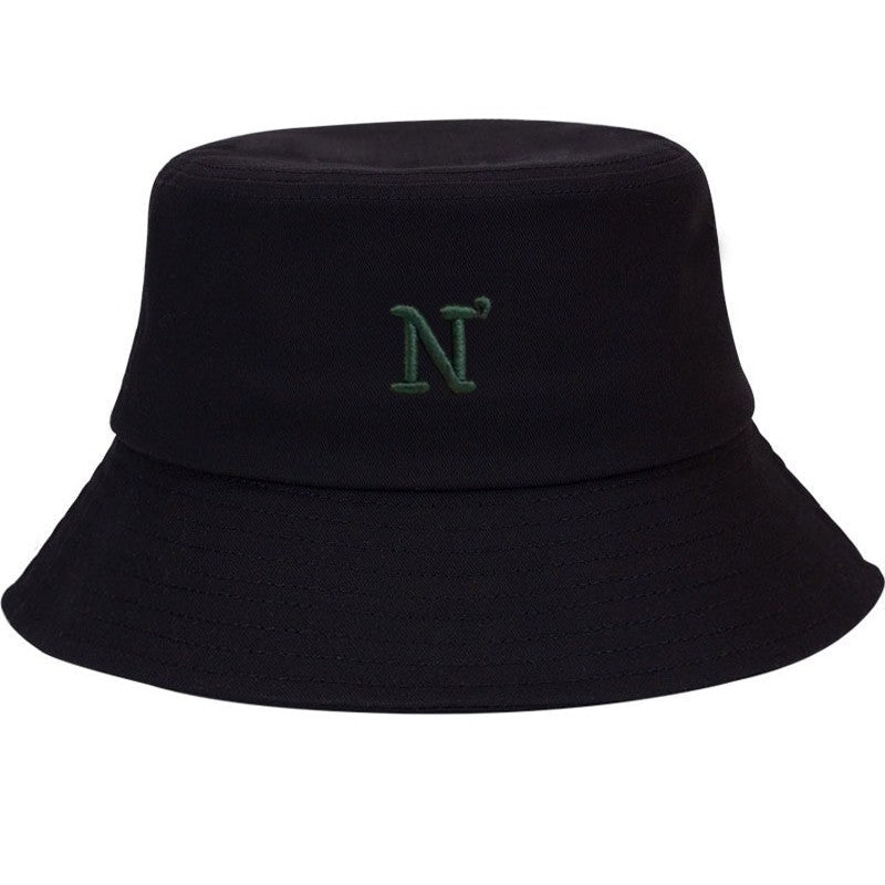N Letter Cotton Bucket Hat for Men Women Adjustable Simple Style Fishing Cap Soft Sun Protection Outdoor Casual Daily Hat Gift