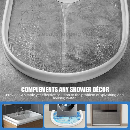 Collapsible Shower Water Dam Threshold Water Block Waterproof Barrier for Bathroom Kitchen Keep Water Inside Dry Wet Separation