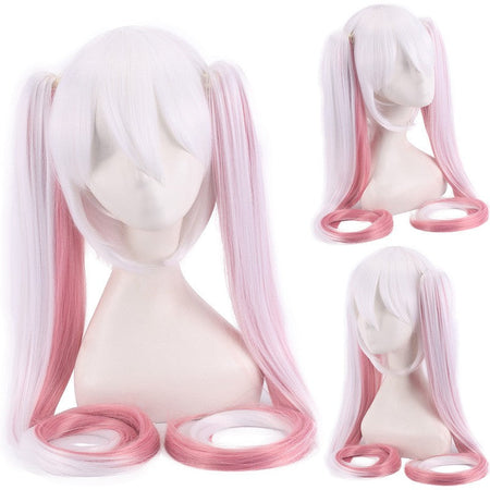 28 Colors Mi Ku Cosplay Wig Long Heat Resistant Synthetic Hair Clip Ponytails Halloween Party Wigs + Wig Cap Snow Mi Ku