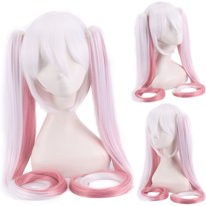 28 Colors Mi Ku Cosplay Wig Long Heat Resistant Synthetic Hair Clip Ponytails Halloween Party Wigs + Wig Cap Snow Mi Ku