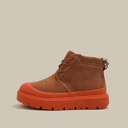 Fujin 4cm New Synthetic Suede Genuine Leather Spring Autumn Ankle Booties Chunky Sneakers High Brand Big Size Plush Women Shoes