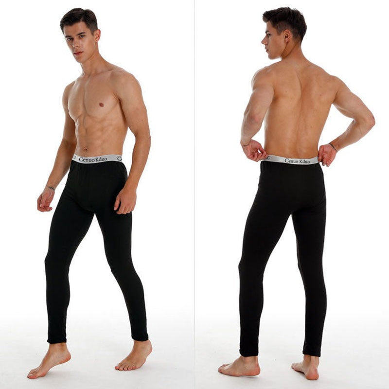Men's Thermal Underwear Pants, Slim Leggings, Fleece Thickened Skinny Warm Long Pants, Men's Warm Pants For Autumn Winter