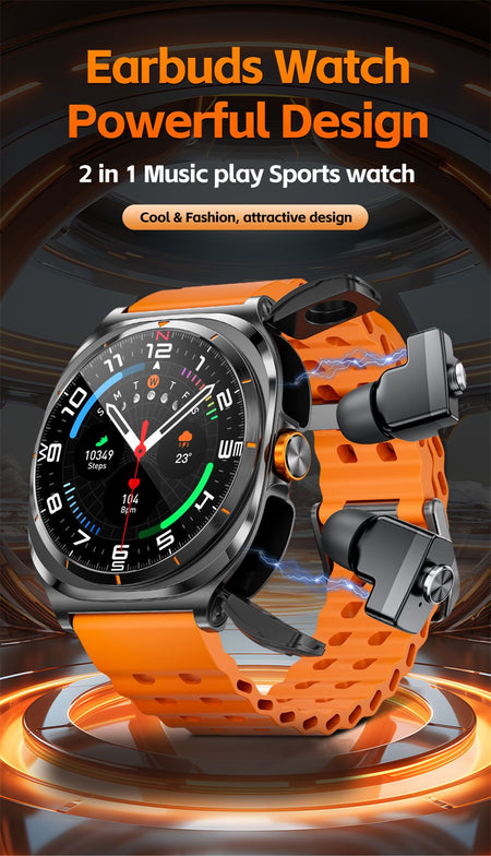 Bluetooth Call IP68 Waterproof 2025 New Upgraded 2-in-1 TWS Bluetooth Earphones Smart Watch For Men and Women Sports Smartwatch