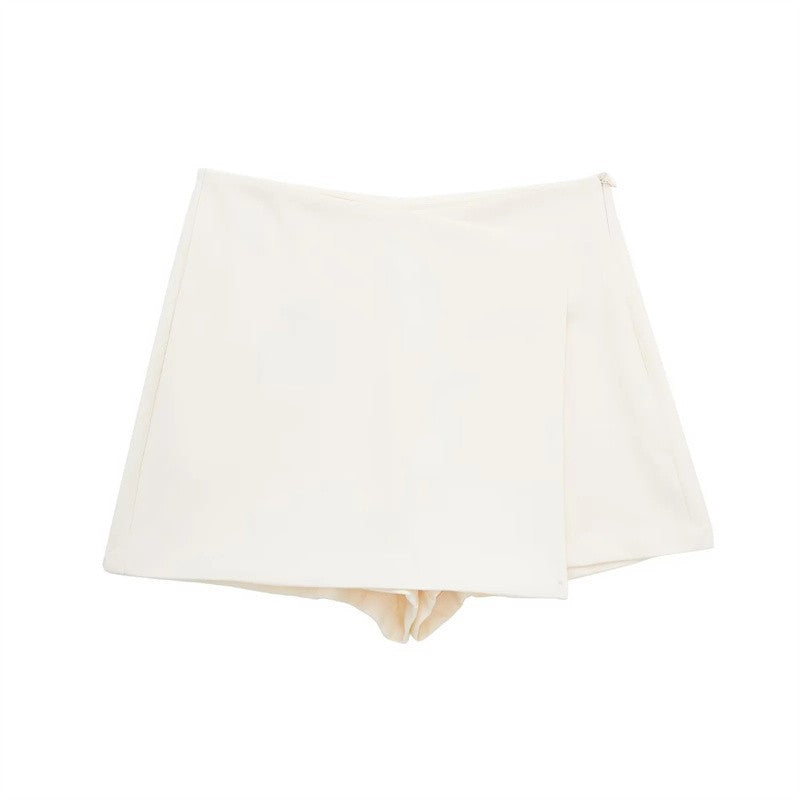 MUJER 2025 Asymmetric Skort For Women Black High Waist Mini Skirt Shorts Women Casual Bermuda Shorts Woman Summer Skirt Shorts