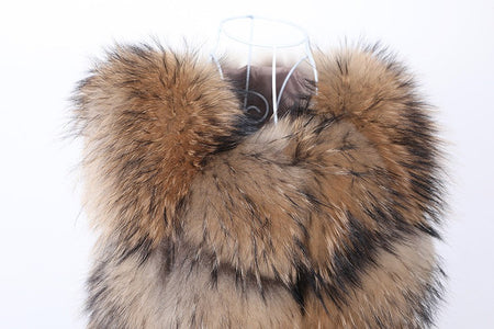 Maomaokong Natural Raccoon Real Fur Coat Ladies Waistcoat Fur Mid-length Winter Warm Real Fur Coat Luxury Women coat Top Vest