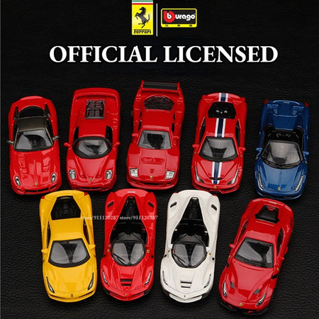 Bburago 1:64 Ferrari Mini Car Model, BB11 Enzo Metal Vehicle Replica F12tdf F40 458 488 GTB Diecast Miniature Home Decor Boy Toy