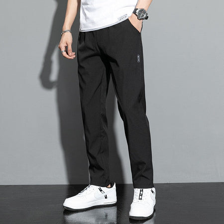 2024 Summer men's casual pants slim fit thin Korean version ice silk pants Jinlun sports pants straight tube quick drying pants