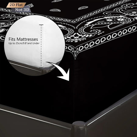 3pcs Retro Black Wave Pattern Print Coreless Bed Sheet Set Multiple Sizes Soft Bedcover Bedroom Bedding Decoration