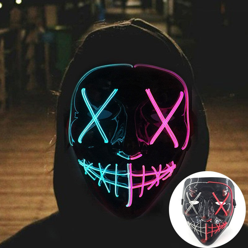 Scary Wireless Glowing LED Mask Halloween Party Supplies Neon Purge Mask Cosplay Luminous Face Masks Carnival Festival Props