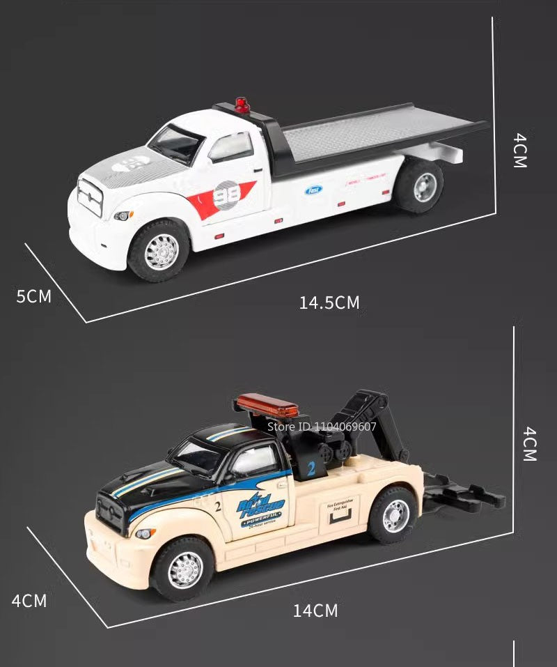 1:64 Scale Container Truck Miniature Model Toy Cars Metal Diecast Trailer with Pull Back Transport Vehicle Toys for Kids Gifts