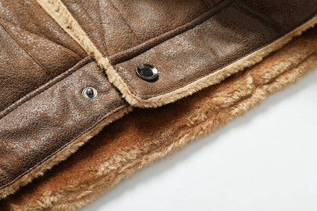 Winter Men's Suede Leather Coat High Quality Thick Fleece Warm Leather Jacket Fashion Turn Down Collar Male Loose Casual Coats
