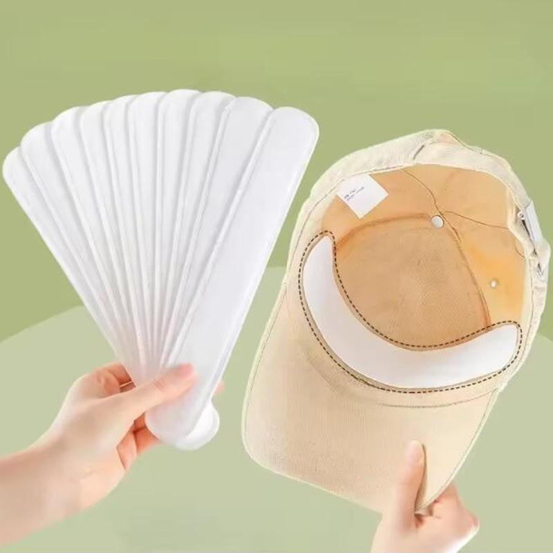 10/100pcs Hat Sweat Absorber Stickers Women Men Cotton Anti-dirt Sports Belt Cap Rim Invisible White Tape Hat Reducer Liner Pad