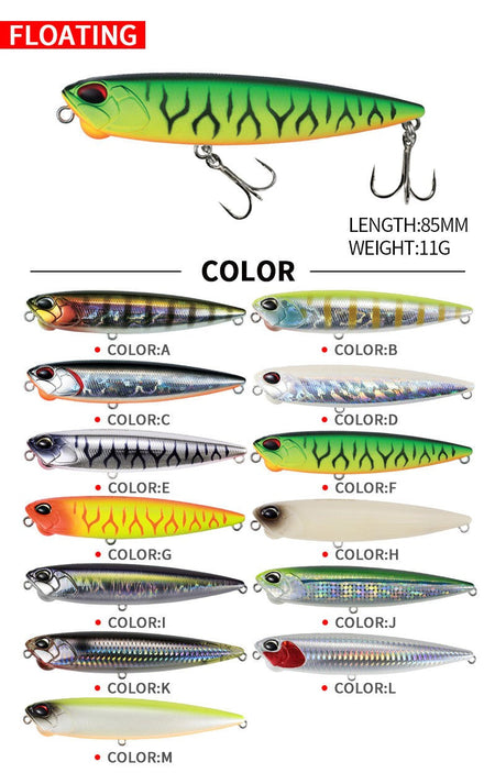 85mm 11g Floating Pencil Fishing Lure Topwater Walking the Dogs Freshwater Swimbait Wobbler for Pike Bass Artificial Hard Baits