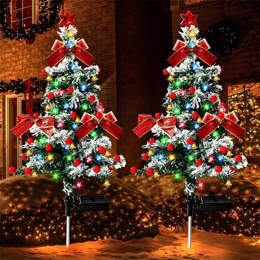 1PCS Solar Powered Christmas Tree Yard Stake , Waterproof Multi-Color LED Lights with 8 Modes, for Outdoor Garden Patio Decor