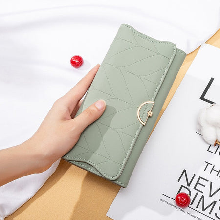 PU Fashion Long Women's Wallet Fashion Buckle New Handbag Large Capacity Fresh Wallet Wallet