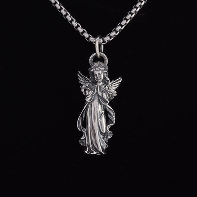 Silver-Plated Anime Mecha Beautiful Girl Girl Pendant Necklace Men and Women Hip-Hop Rock Punk Trendy Jewelry Gift