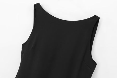 TFMLN Fashion Women Ruffle Pleated Dress Slim O-neck Sleeveless Backless Dresses Female 2025 Party Club Lady Vestidos