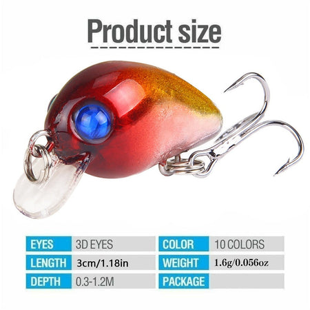 10Pcs Crankbaits Fishing Lures Mini Fishing Floating Bass Hard Wobbler Bait Lures Fishing Crankbait