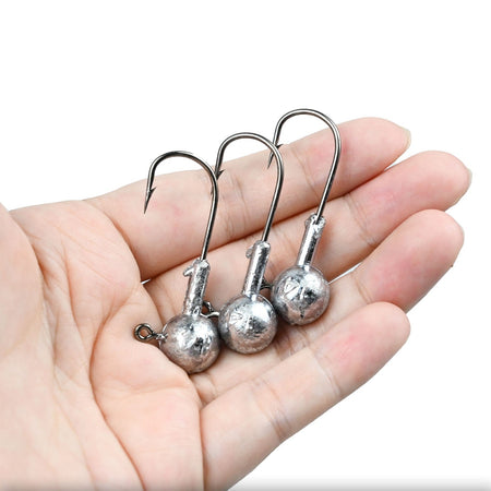 SantaKing 33/70Pcs Jig Heads Fishing Hooks Crappie Jigs Unpainted Jig Heads Round Ball Sharp Fishing Jigs Hooks