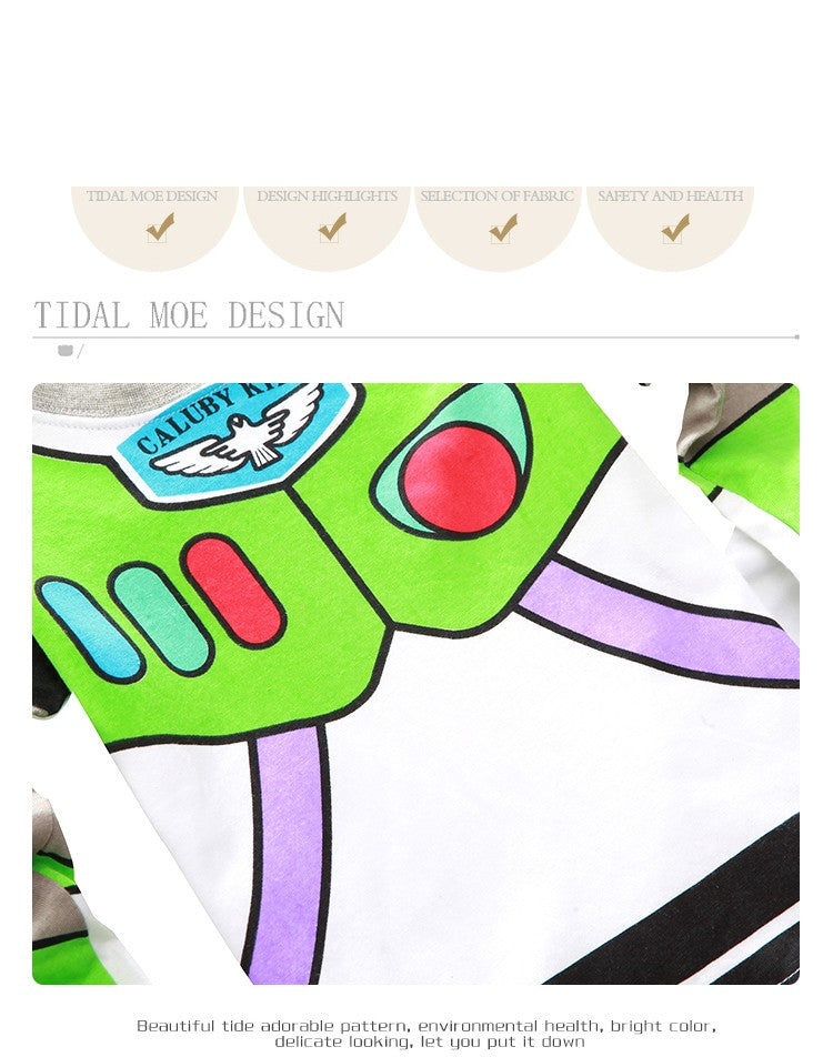 New Kids Pajama Set Cotton Soft Buzz Lightyear Print Loungewear Long Sleeve Pjs Sleepwear for Toddler Boys Girls Nighty