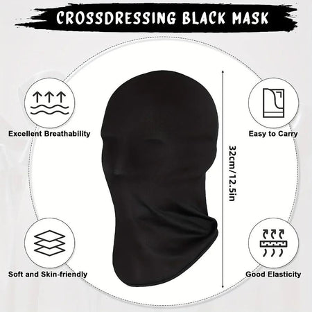2pcs New Black Cosplay Full Mask Breathable Thin Hood Cosplay Prop Halloween Costumes Party Decoration Cosplay Head Cover