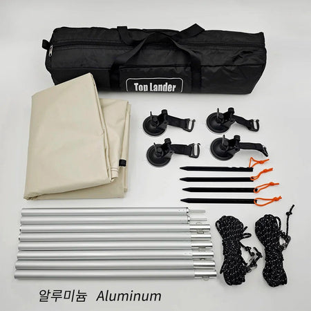 Manta Ray Car Side Awning Black Coating Tarp with Suction Cup Anchor Outdoor Camping Tourist SUV Tent Shade Waterproof Anti UV