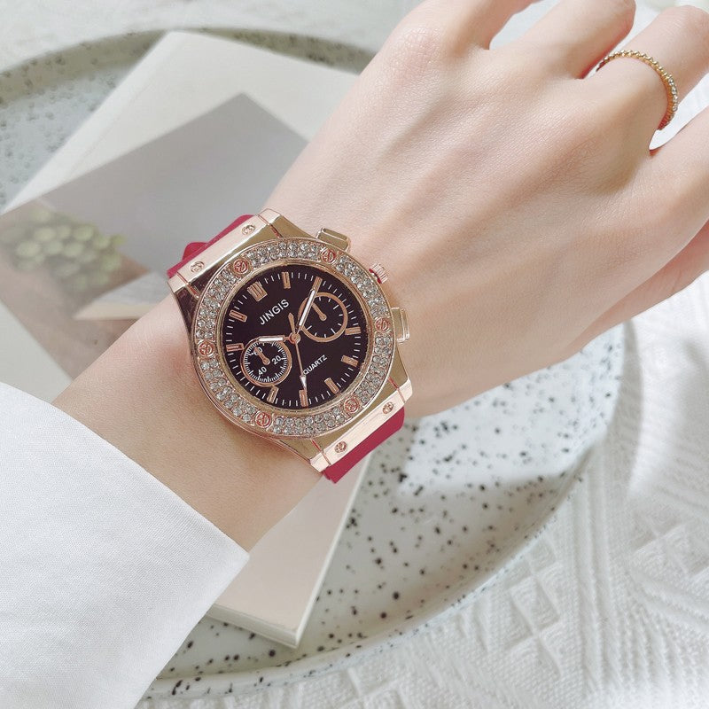 New Women Watches Fashion Silicone Quartz Watch All-Match Men's and Women's Same Diamond Watch Neutral Watch Alloy Student Watch