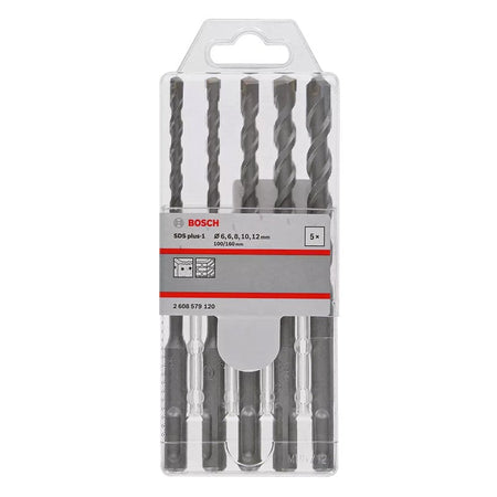 BOSCH 2608579120 SDS Plus-1 Rotary Hammer Drill Bit Set 5Pcs 160MM For Concrete Masonry Tool Attachment