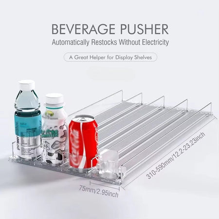 1-5pcs Automatic Beverage Pusher Supermarket Freezer Home Refrigerator Self-Sliding Track Organizer Cans Bottles Cola Drinks