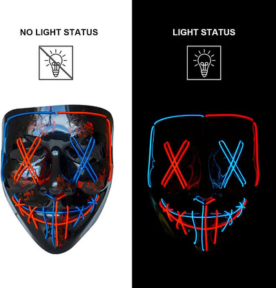 Scary Wireless Glowing LED Mask Halloween Party Supplies Neon Purge Mask Cosplay Luminous Face Masks Carnival Festival Props