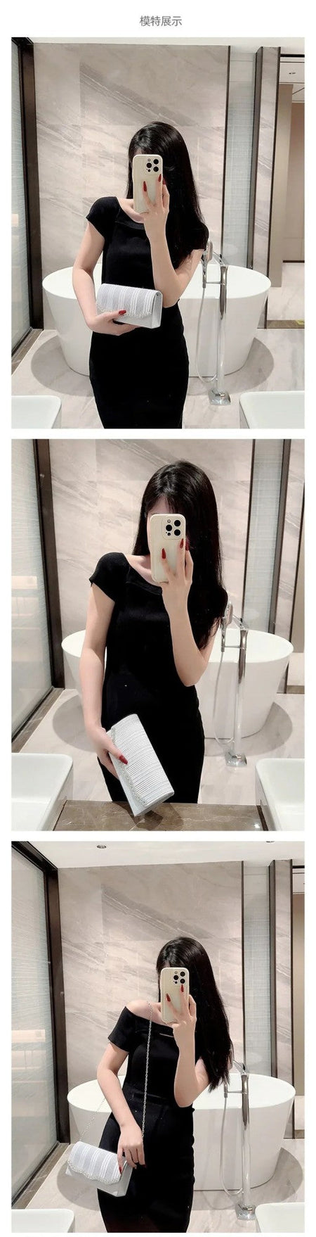 Wedding Party Handbag Ladies Glitter Silver Clutch Bag Envelope Evening Bag Fashion Elegant Long Purse Women Chain Shoulder Bags