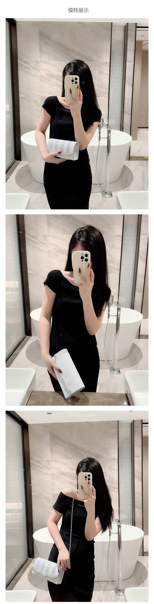 Wedding Party Handbag Ladies Glitter Silver Clutch Bag Envelope Evening Bag Fashion Elegant Long Purse Women Chain Shoulder Bags