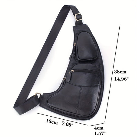 Retro leather crossbody bag, unisex backpack, single-shoulder crossbody bag, outdoor travel hiking camping tactical chest bag