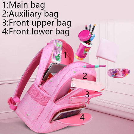 Orthopedic Primary Kid Backpack School Bags for Girls Fruit Flower Color Grades 1-3-6 Children's Backpack Teen Rucksack Mochila