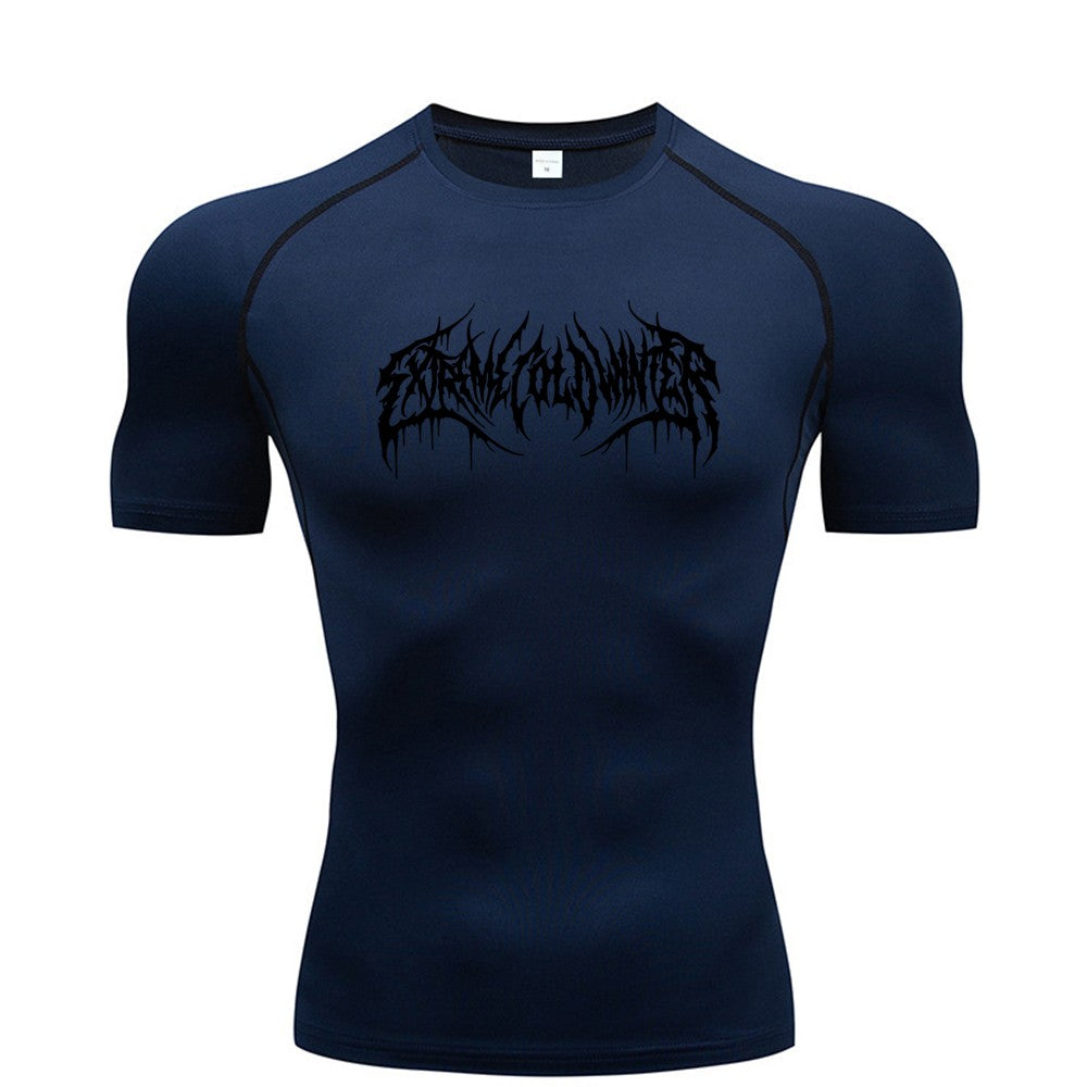 Summer Compression Sweatshirt Short Sleeve Men's Fitness T-Shirt Running Quick-Dry Top Gym Workout Bodybuilding T-Shirt S-3XL