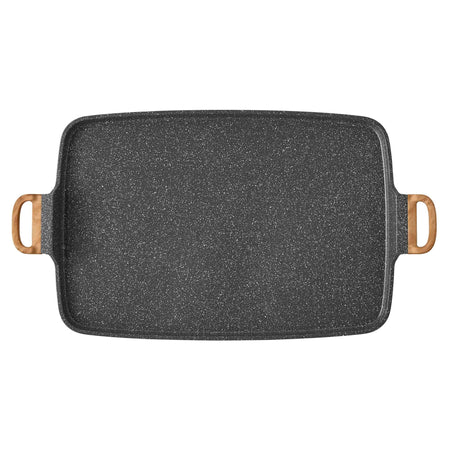 Cast Aluminum Double Griddle with Charcoal Grey Speckled for Easy Cooking and Cleaning for Everyday Kitchen Use