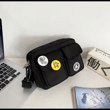 Fashion Versatile Men's Crossbody Bag Large Capacity Japanese Style Shoulder Bag Retro with Pendant Messenger Bag Unisex