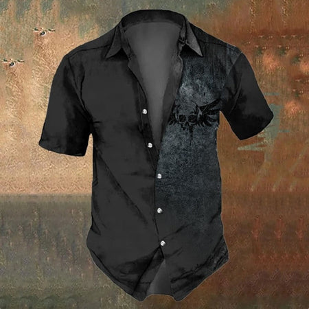 3d Skull Icon Print Hawaiian Short Sleeve Shirt For Men Skull Shirts Retro Casual Black Man Shirts Loose Oversized T-Shirt 2024