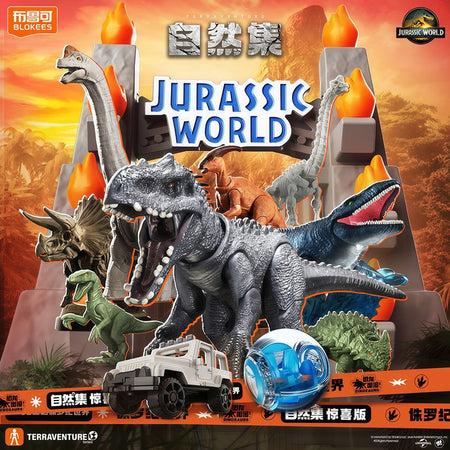 BLOKEES Jurassic World Jurassic Park Dinosaurs TERRAVENTURE Tyrannosaurus Rex Velociraptor Action Figure Assembly Toys Blind Box