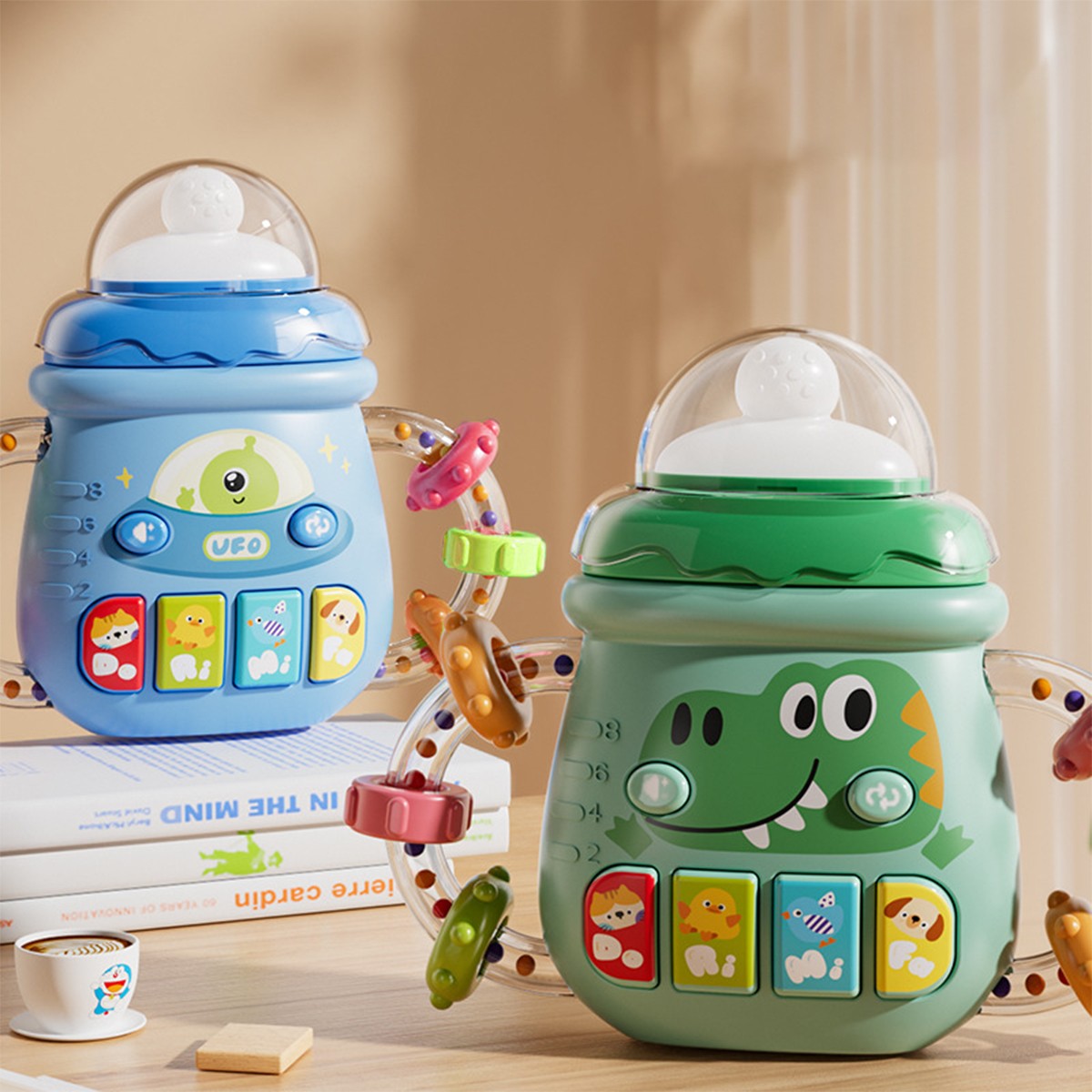 Mobile Soothing Vocal Music Toys For 6M+ Newborn Soft Teether Rattles Educational Toy Baby Musical Feeding Bottle Pacifier