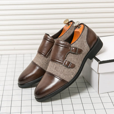 Spring Italian Double Button Loafers High-quality Blue Leather Shoes for Men Men Leather Shoes Patent Mens Wedding Dress Shoes