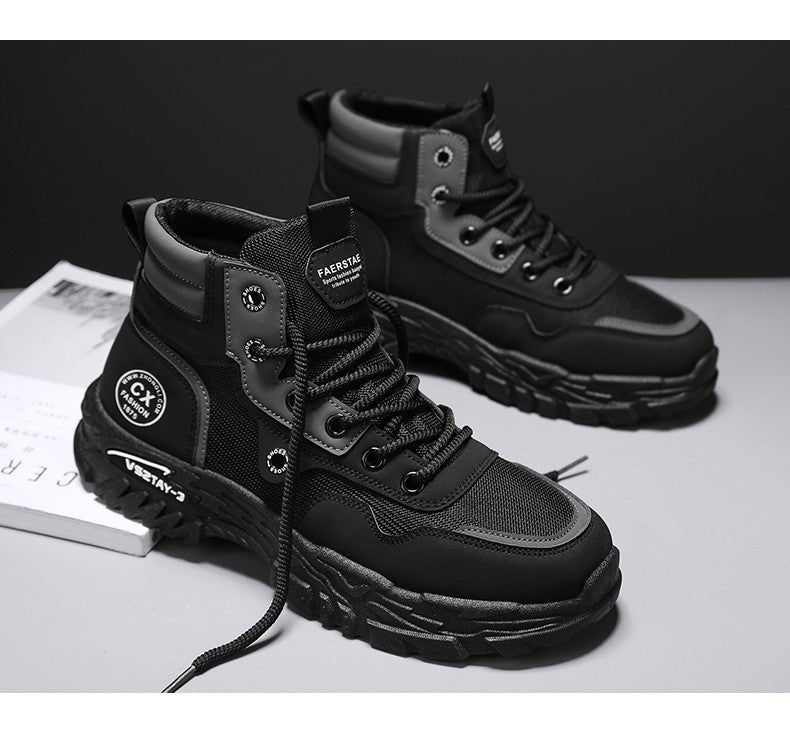 Men's work boots winter lace-up men's shoes warm safety platform size 44 Promotion designer anti-slip fashion