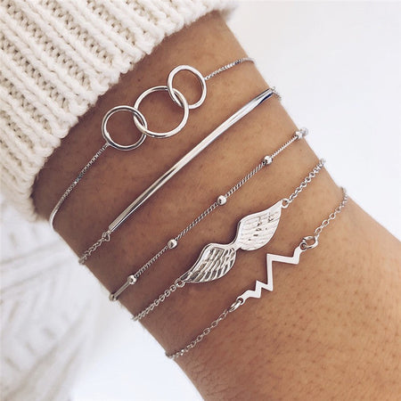 Cuban Chain Bracelet Set for Women, Gold Color, Boho Retro, Thick Twist, Trendy Quality Jewelry Gifts, 11Pcs, 2024
