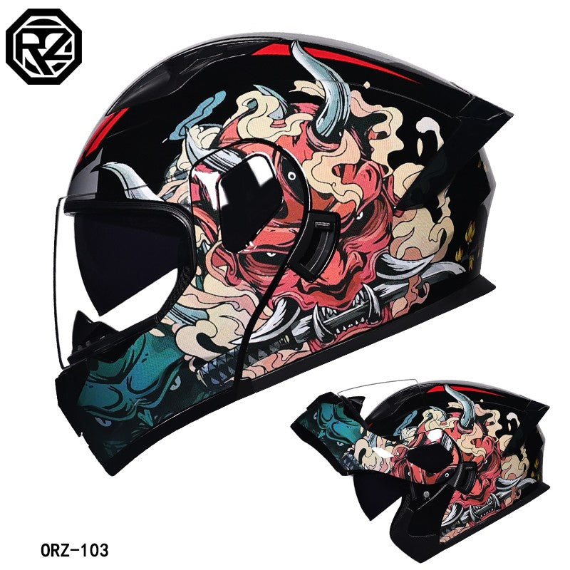 ORZ's latest high-quality motorcycle modular flip helmet ABS material dual lens full helmet DOT batch