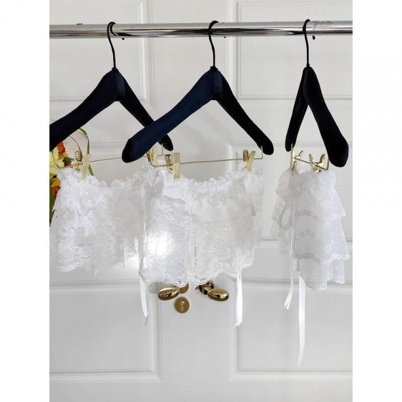 Korean Ins Unique Lace Layered Gauze Skirts Lace Trim A-Line Short Cloth Mini Waist Skirts Harajuku Girl's White Skirts Y2K