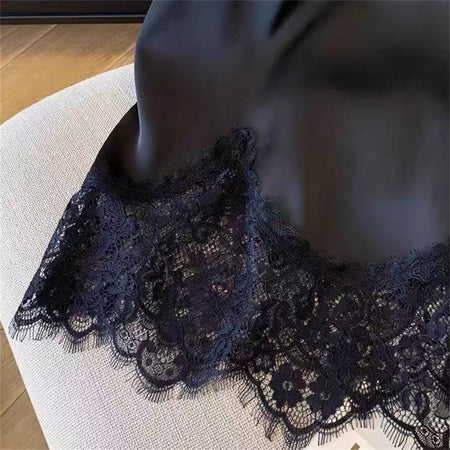Ladies Fashion Lace Spliced A-line Mini Skirt Summer Thin High Waist Solid Color Skirt Women Clothes Simple Black Short Skirts